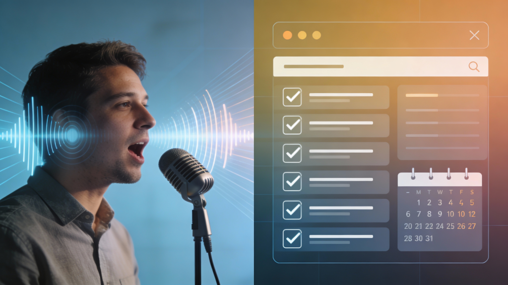 Todoist Ramble Voice Tasks - The Magic That'll Change Task Capture in 2026. 2 Todoist Ramble Voice Tasks voice-to-task workflow shown on a minimalist productivity app interface