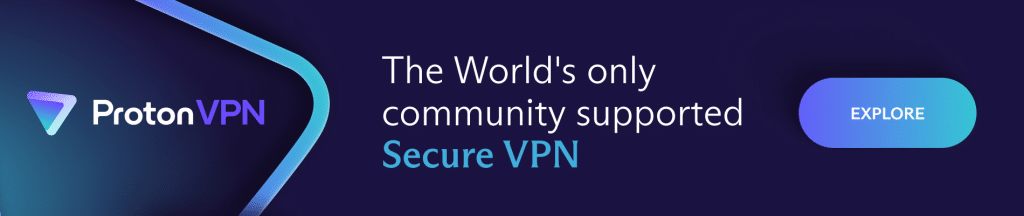 Proton VPN promotional banner with button